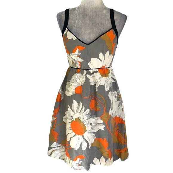 Anthropologie Moulinette Souers Grand Gazania Silk Floral Fit & Flare Dress - 2 - Picture 2 of 13